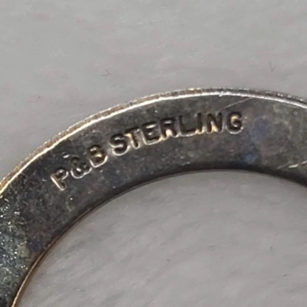 Vintage P&B Signed Sterling Silver Circle Brooch Pin  Minimalist Scarf Pin - Picture 4 of 6